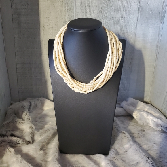 Multi-strand 'Carved Bone' Skeleton Bones Necklace - Picture 2 of 9